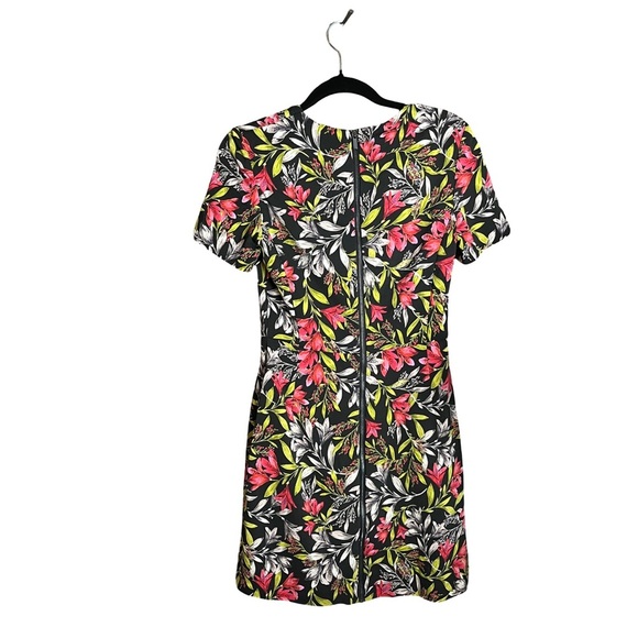 French Connection Cadencia Mini Stretch Black Dress 4 Floral Fit & Flare - Picture 6 of 16